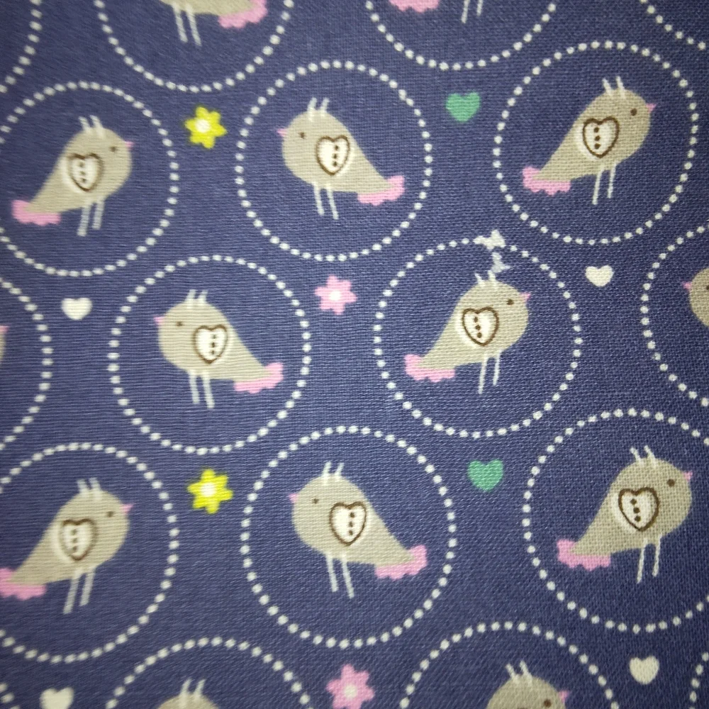 FABRIC Scandinavian Style sweet little birds arranged on blue, 1 yd